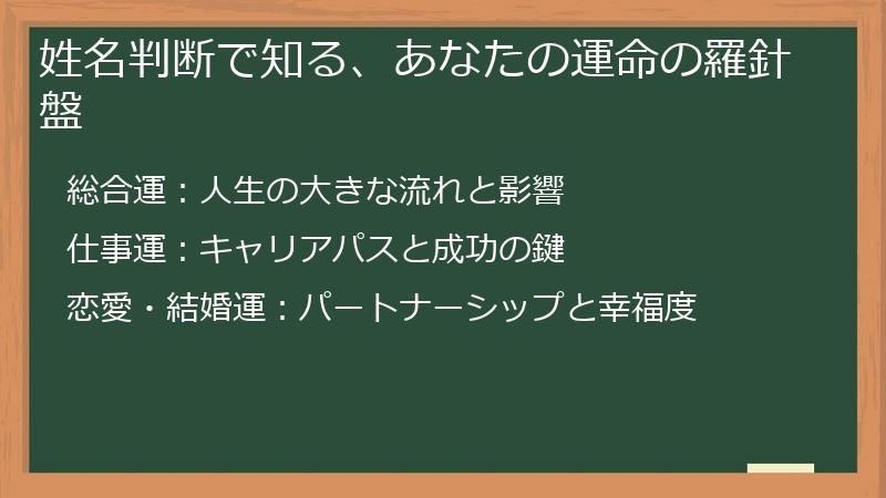 姓名判断で知る、あなたの運命の羅針盤