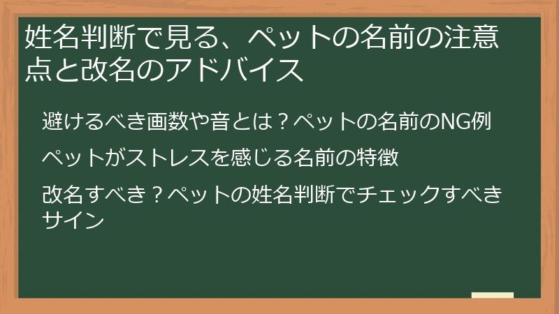 姓名判断で見る、ペットの名前の注意点と改名のアドバイス