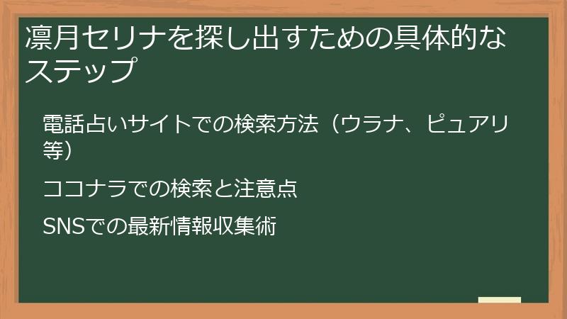 凛月セリナを探し出すための具体的なステップ