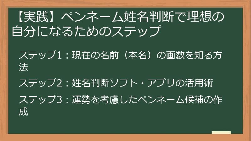 【実践】ペンネーム姓名判断で理想の自分になるためのステップ