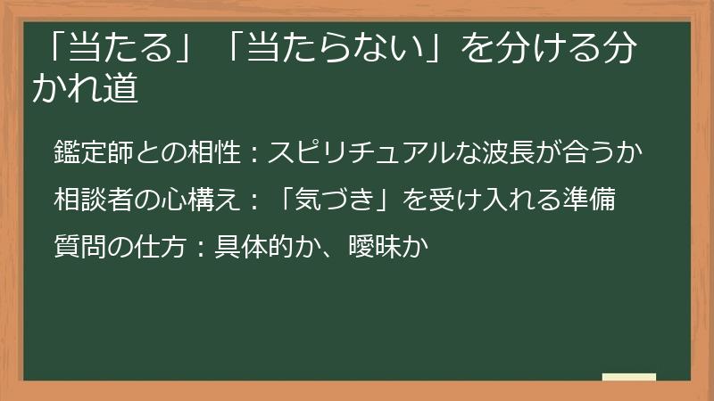「当たる」「当たらない」を分ける分かれ道