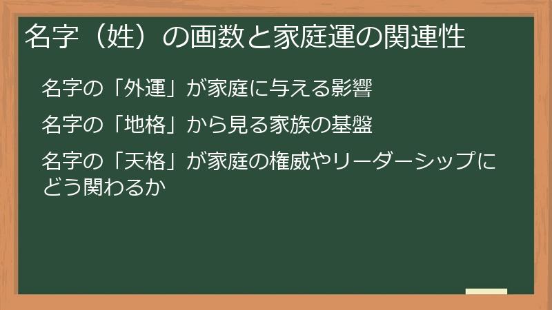 名字(姓)の画数と家庭運の関連性