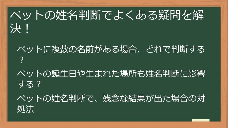ペットの姓名判断でよくある疑問を解決！