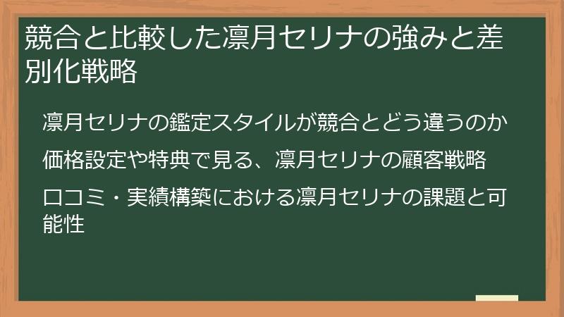競合と比較した凛月セリナの強みと差別化戦略