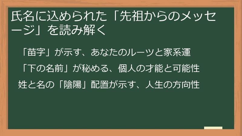 氏名に込められた「先祖からのメッセージ」を読み解く